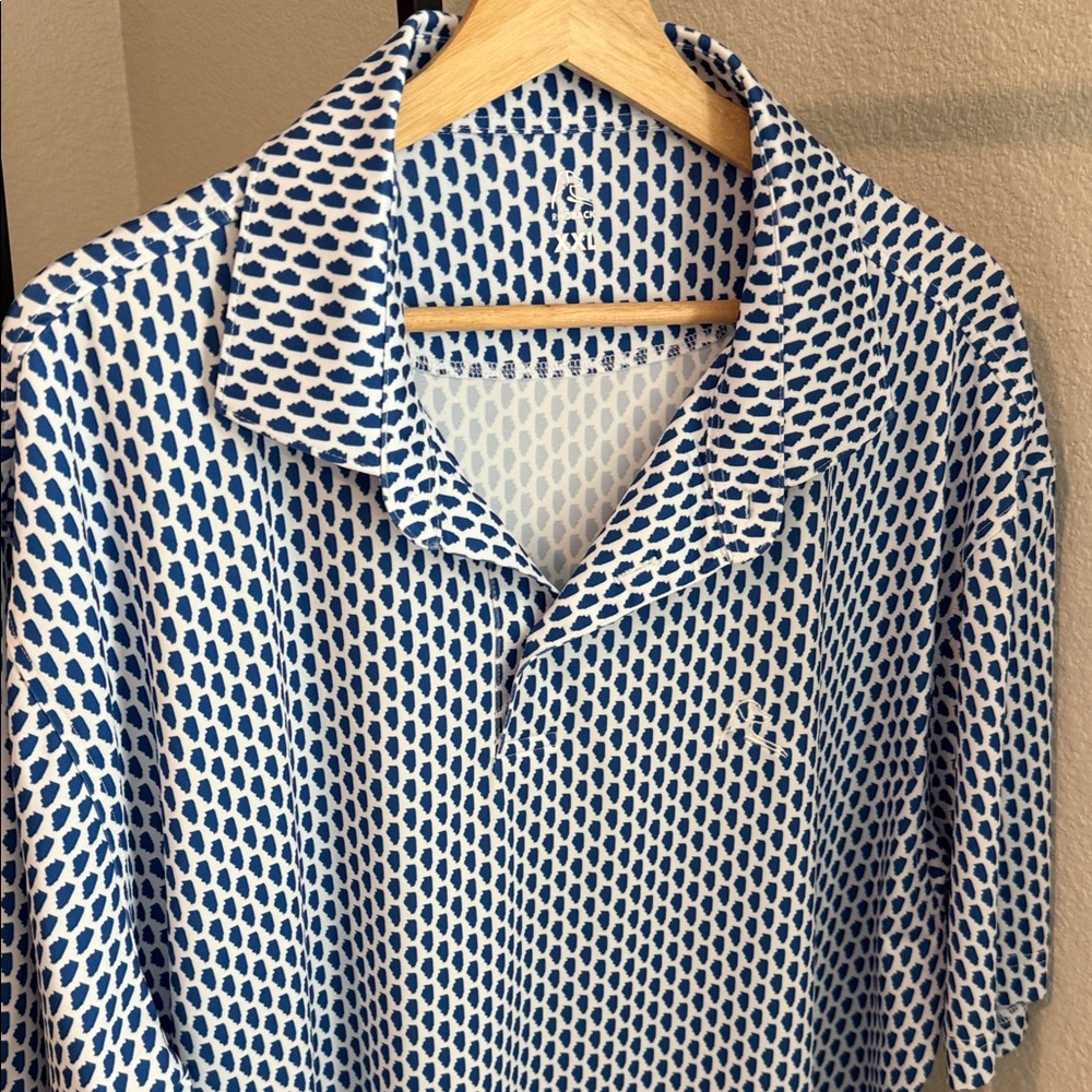 Rhoback Blue and White Patterned Casual Shirt